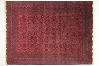 Tapis Afghan Belgique Khal Mohammadi 393x294 noué main 290x390 rouge géométrique 1