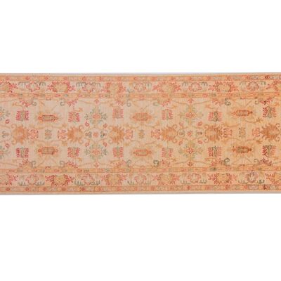 Afghan Chobi Ziegler 253x75 hand-knotted carpet 80x250 runner beige oriental