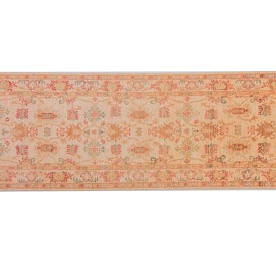 Afghan Chobi Ziegler 253x75 Handgeknüpft Teppich 80x250 Läufer Beige Orientalisch