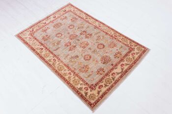 Tapis Afghan Chobi Ziegler 148x101 noué main 100x150 motif fleur verte poils ras 4