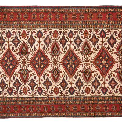 Afghan Mauri Kabul 206x150 hand-knotted carpet 150x210 red geometric pattern, low pile