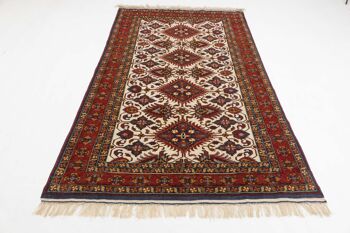 Tapis Afghan Mauri Kabul 206x150 noué main 150x210 motif géométrique rouge, poils ras 2