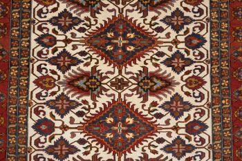 Tapis Afghan Mauri Kabul 206x150 noué main 150x210 motif géométrique rouge, poils ras 5