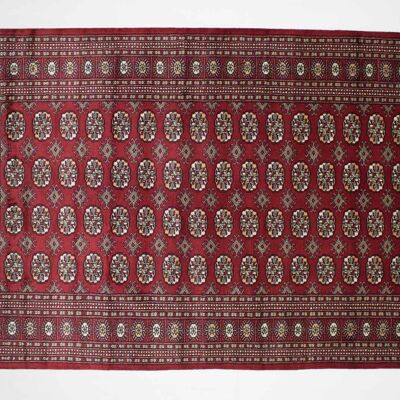 Pakistan Bukhara 250x157 hand-knotted carpet 160x250 red geometric pattern, low pile