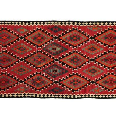 Kilim persiano 292x165 tappeto tessuto a mano 170x290 motivo geometrico rosso artigianale
