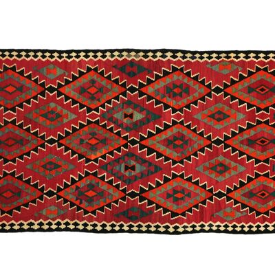 Perser Kelim 292x165 Handgewebt Teppich 170x290 Rot Geometrisch Muster Handarbeit