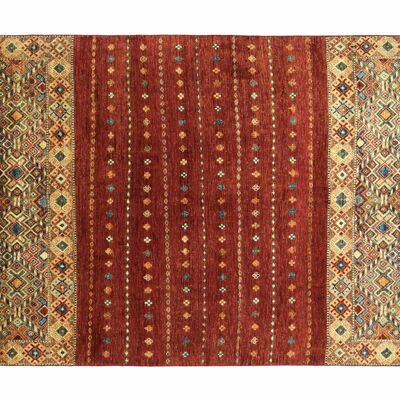 Afghan Ziegler Khorjin 223x152 Hand Knotted Carpet 150x220 Red Geometric Pattern