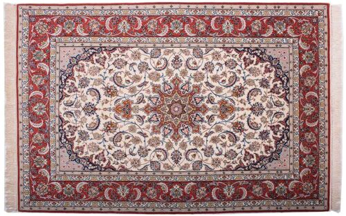 Perser Isfahan 227x151 Handgeknüpft Teppich 150x230 Mehrfarbig Orientalisch Kurzflor