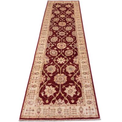 Afghan Chobi Ziegler 288x81 hand-knotted carpet 80x290 runner red oriental