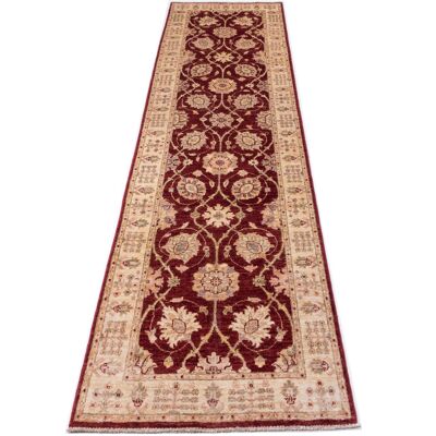 Afghan Chobi Ziegler 288x81 alfombra anudada a mano 80x290 runner rojo oriental