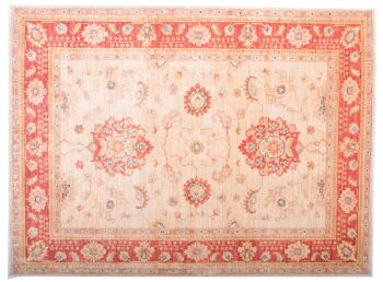 Tapis Afghan Feiner Chobi Ziegler 166x125 noué main 130x170 motif fleur beige 1