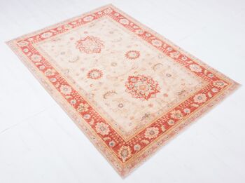 Tapis Afghan Feiner Chobi Ziegler 166x125 noué main 130x170 motif fleur beige 4