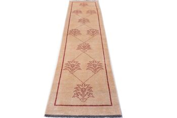 Tapis Afghan Chobi Ziegler 305x73 noué main 70x310 chemin de fer beige oriental 2