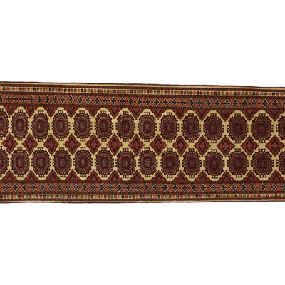 Afghan Mauri Kabul 202x76 tappeto annodato a mano 80x200 rosso geometrico pelo corto Orient