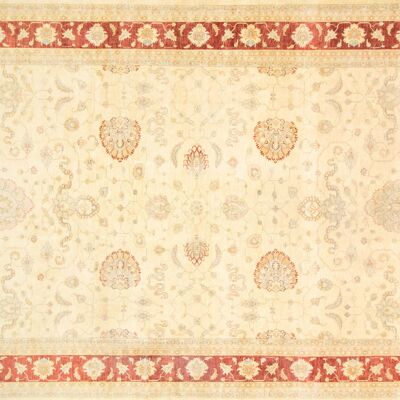 Afghan Chobi Ziegler 537x369 Hand-knotted carpet 370x540 Beige flower pattern, short pile