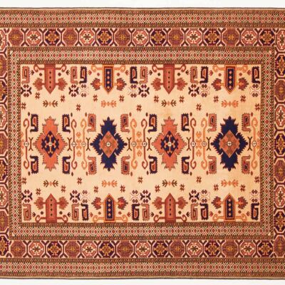 Afghan Mauri Kabul 156x118 alfombra anudada a mano 120x160 patrón geométrico beige