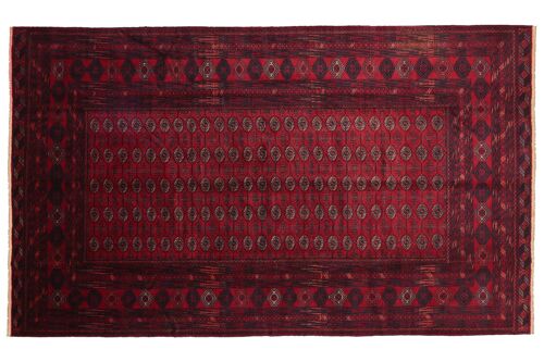 Afghan Mauri 290x204 Handgeknüpft Teppich 200x290 Rot Geometrisch Kurzflor Orient Rug