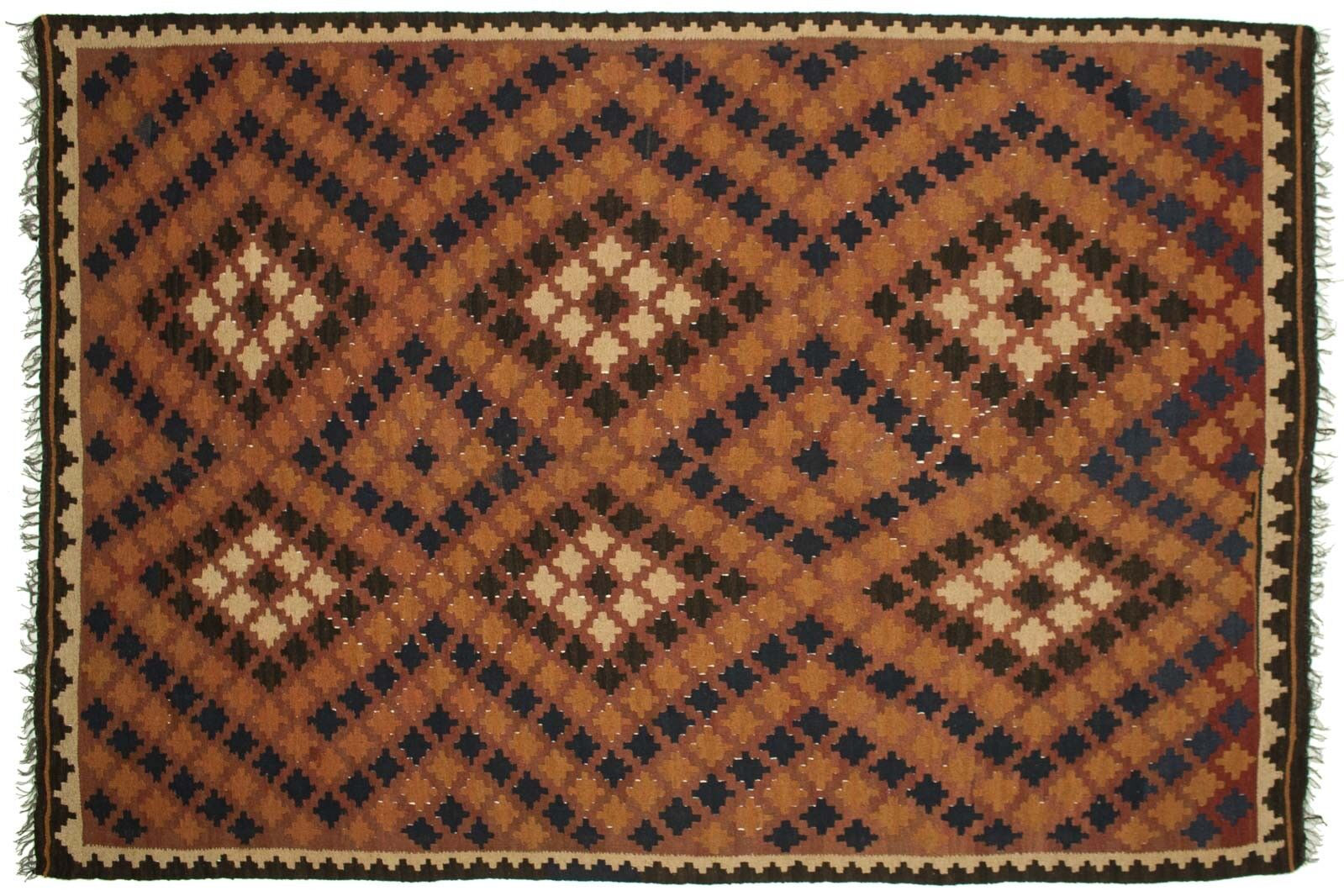 Afghan Maimana Kelim 230x165 Handgewebt Teppich 170x230 Orange Orientalisch Handarbeit