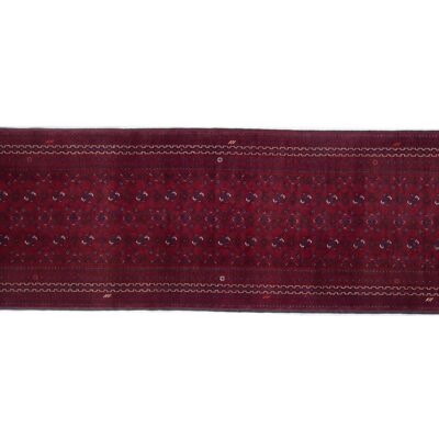 Afghan Kunduz 285x82 tappeto annodato a mano 80x290 runner rosso orientale pelo corto