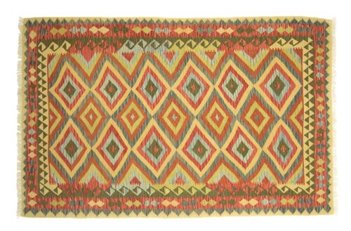 Afghan Maimana Kelim Bunt 243x154 Handgewebt Teppich 150x240 Beige Geometrisch Muster