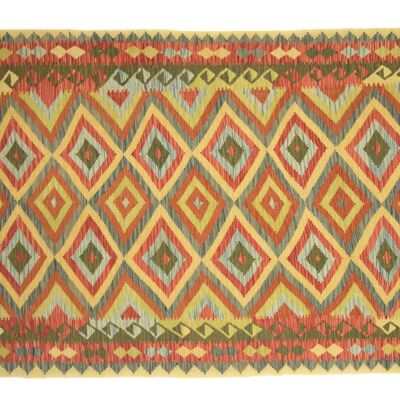 Afghan Maimana Kelim Bunt 243x154 Handgewebt Teppich 150x240 Beige Geometrisch Muster