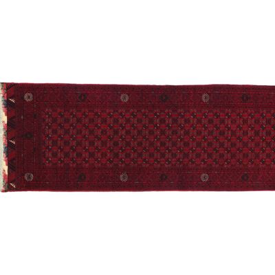 Afghan Orientteppich 294x83 Handgeknüpft Teppich 80x290 Läufer Rot Geometrisch Kurzflor