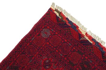 Tapis oriental afghan 294x83 tapis noué main 80x290 coureur rouge géométrique poil bas 5