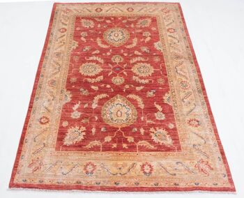 Tapis Afghan Feiner Chobi Ziegler 186x121 noué main 120x190 motif fleur rouge 2