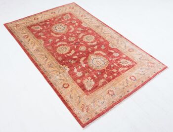 Tapis Afghan Feiner Chobi Ziegler 186x121 noué main 120x190 motif fleur rouge 3