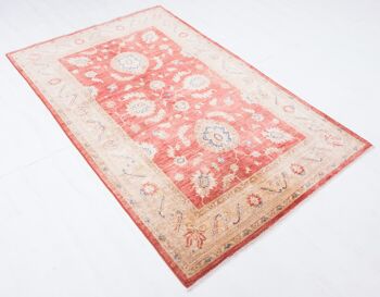 Tapis Afghan Feiner Chobi Ziegler 186x121 noué main 120x190 motif fleur rouge 4