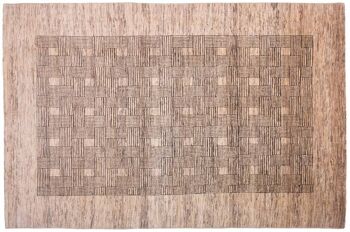 Tapis Afghan Modern Chobi Ziegler 298x199 noué main 200x300 beige géométrique 1