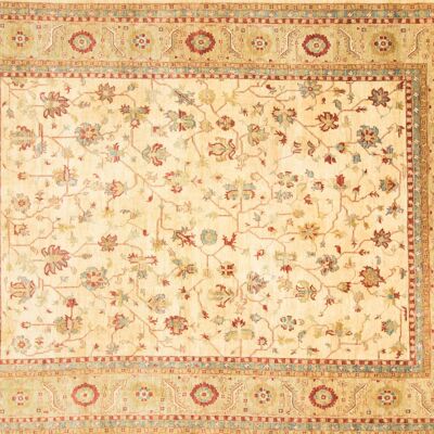 Afghan Chobi Ziegler 466x353 alfombra anudada a mano 350x470 beige, oriental, pelo corto