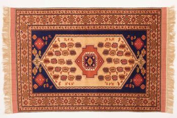 Tapis Afghan Mauri Kabul 161x114 noué main 110x160 motif géométrique rouge, poils ras 1