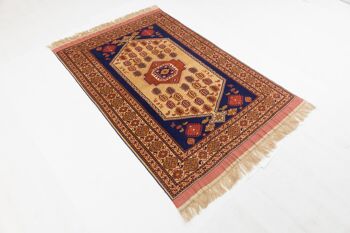 Tapis Afghan Mauri Kabul 161x114 noué main 110x160 motif géométrique rouge, poils ras 3