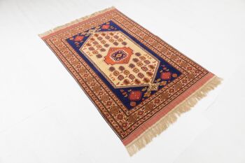 Tapis Afghan Mauri Kabul 161x114 noué main 110x160 motif géométrique rouge, poils ras 4