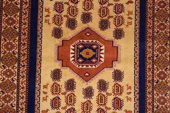 Tapis Afghan Mauri Kabul 161x114 noué main 110x160 motif géométrique rouge, poils ras 5