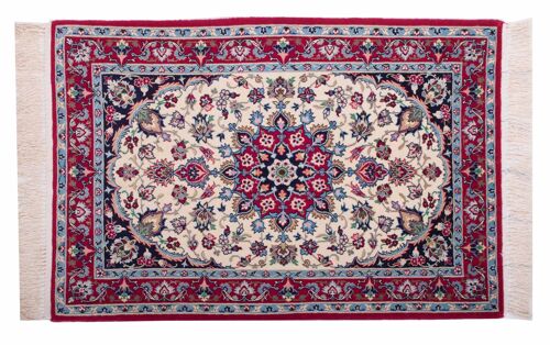 Perser Isfahan 105x71 Handgeknüpft Teppich 70x110 Mehrfarbig Orientalisch Kurzflor