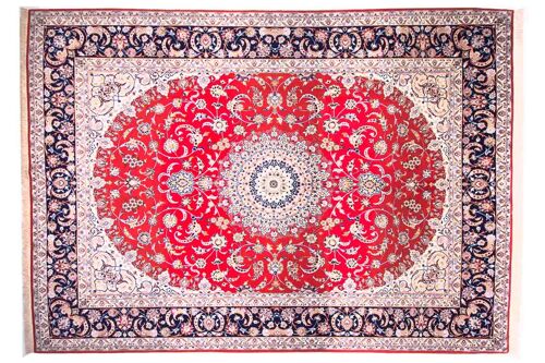 Perser Isfahan 360x256 Handgeknüpft Teppich 260x360 Mehrfarbig Orientalisch Kurzflor