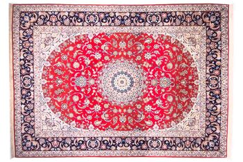 Tapis persan Ispahan 360x256 noué main 260x360 multicolore, oriental, poils courts 1