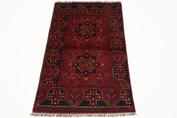 Tapis Afghan Khal Mohammadi 121x75 noué main 80x120 motif géométrique marron 2