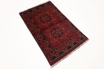 Tapis Afghan Khal Mohammadi 121x75 noué main 80x120 motif géométrique marron 3