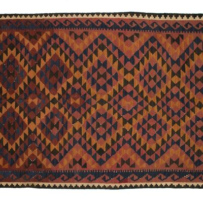 Afghan Maimana Kilim 253x154 Tappeto tessuto a mano 150x250 Motivo geometrico multicolore