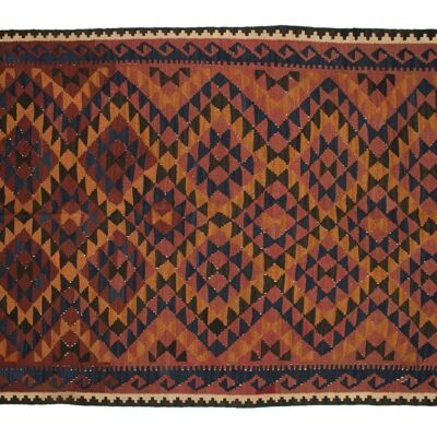 Afghan Maimana Kelim 253x154 Handgewebt Teppich 150x250 Mehrfarbig Geometrisch Muster