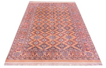 Tapis Afghan Mauri Kabul 267x218 noué main 220x270 motif géométrique rouge, poils ras 2