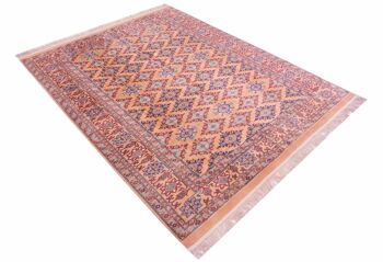 Tapis Afghan Mauri Kabul 267x218 noué main 220x270 motif géométrique rouge, poils ras 3