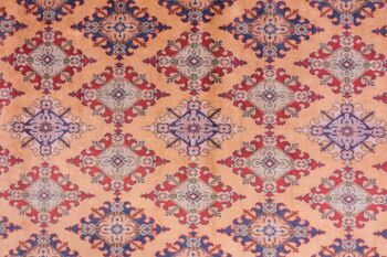 Tapis Afghan Mauri Kabul 267x218 noué main 220x270 motif géométrique rouge, poils ras 5