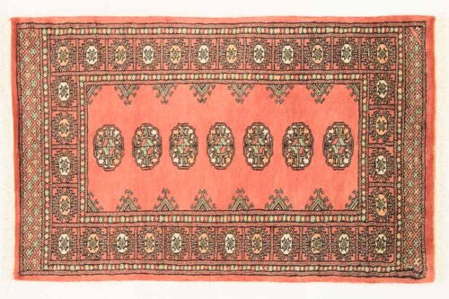 Pakistan Buchara 125x78 Handgeknüpft Teppich 80x130 Orange Geometrisch Muster Kurzflor