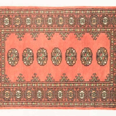 Pakistan Buchara 125x78 Handgeknüpft Teppich 80x130 Orange Geometrisch Muster Kurzflor