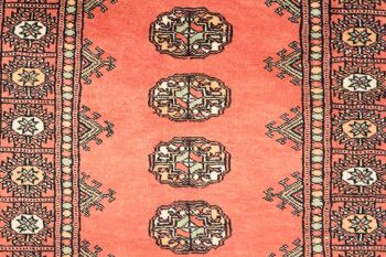 Tapis Pakistan Boukhara 125x78 noué main 80x130 motif géométrique orange, poils ras 3