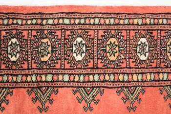 Tapis Pakistan Boukhara 125x78 noué main 80x130 motif géométrique orange, poils ras 4